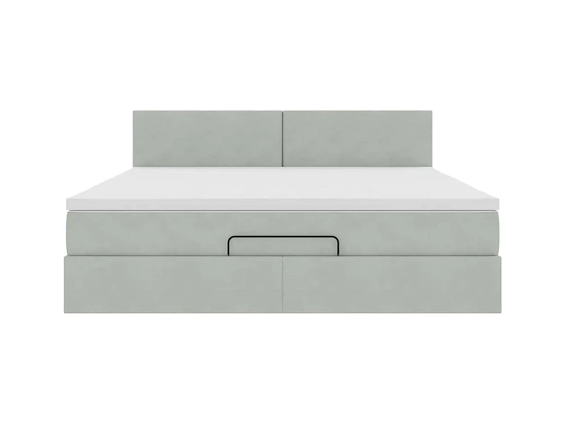 Cadre de lit ottoman avec matelas gris clair 180x200 cm velours