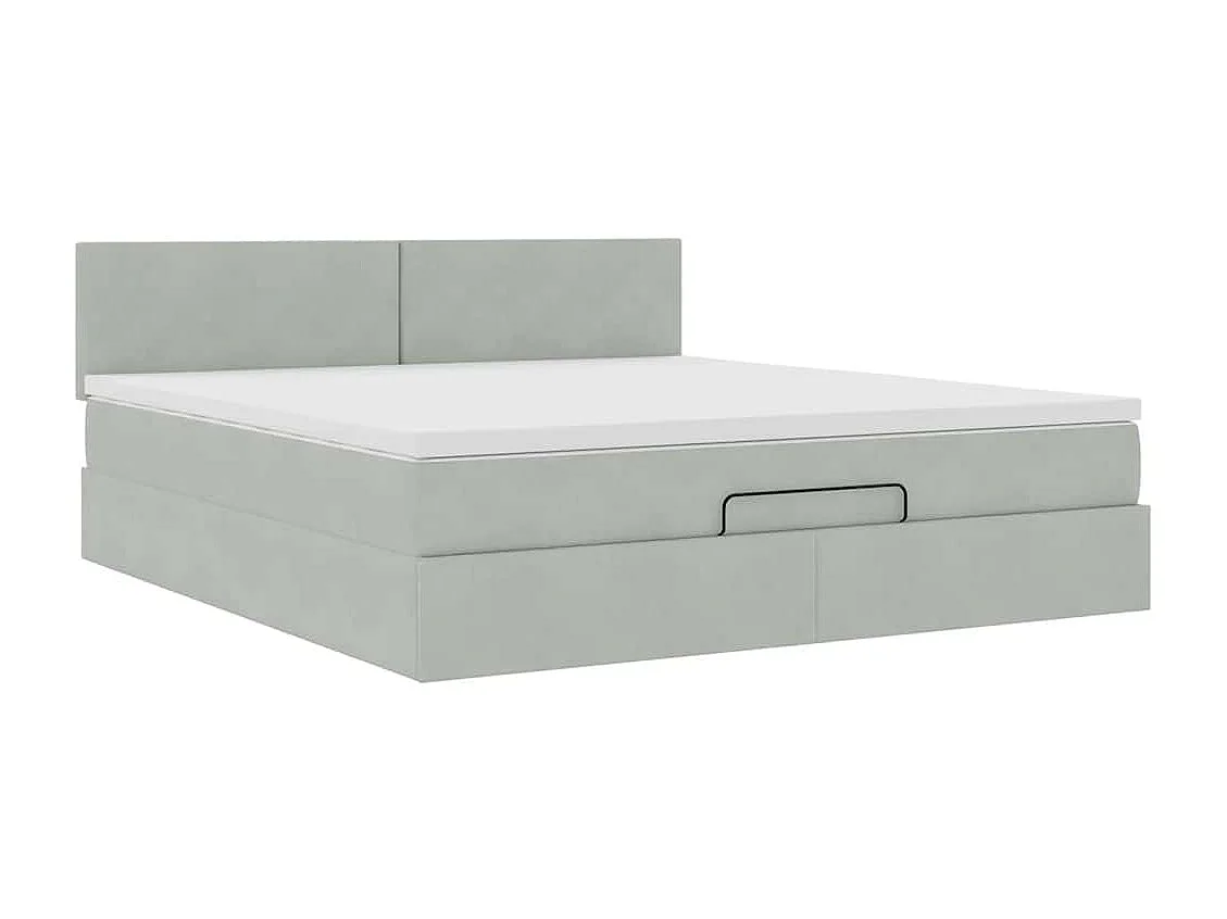 Estrutura de cama otomana com colchão 180x200 cm cinzento claro