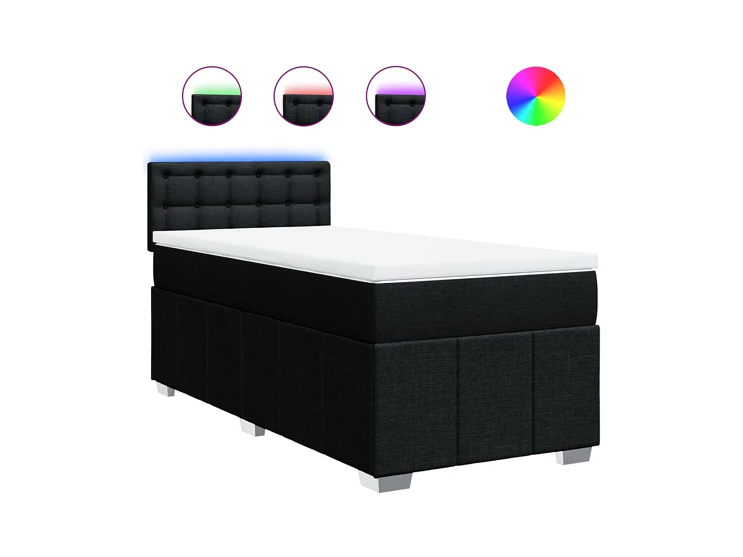 Sommier à lattes de lit avec matelas Noir 90x200 cm Tissu