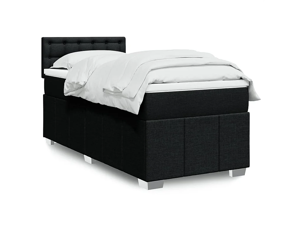 Boxspring met matras stof zwart 90x200 cm