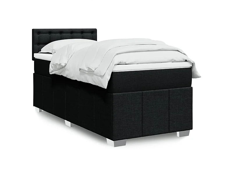 Boxspring met matras stof zwart 90x200 cm