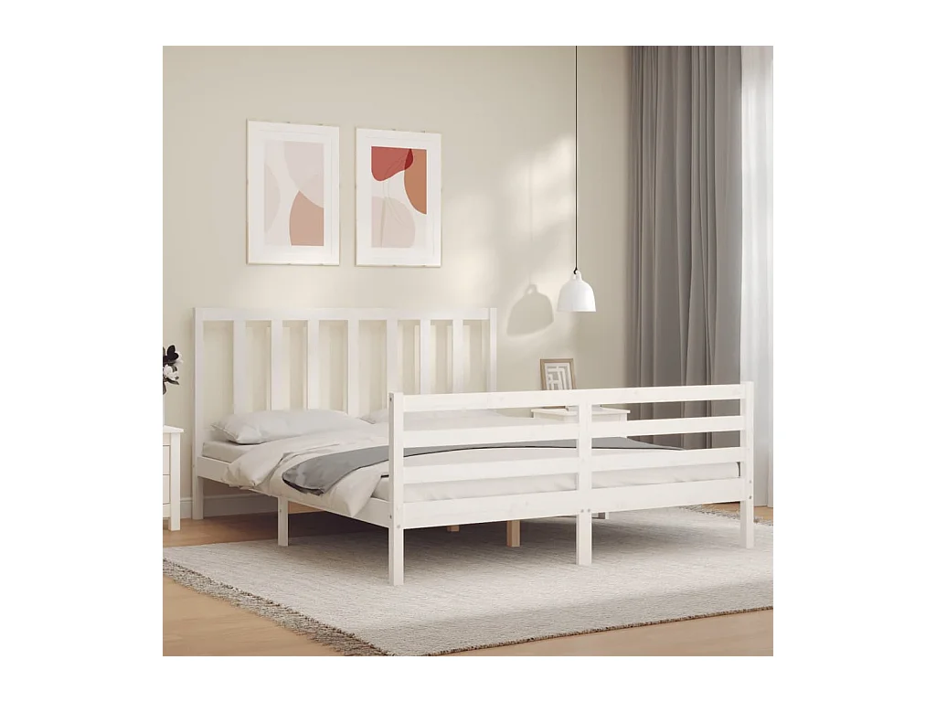 Massivholzbett ohne Matratze Weiß 160x200 Kiefernholz