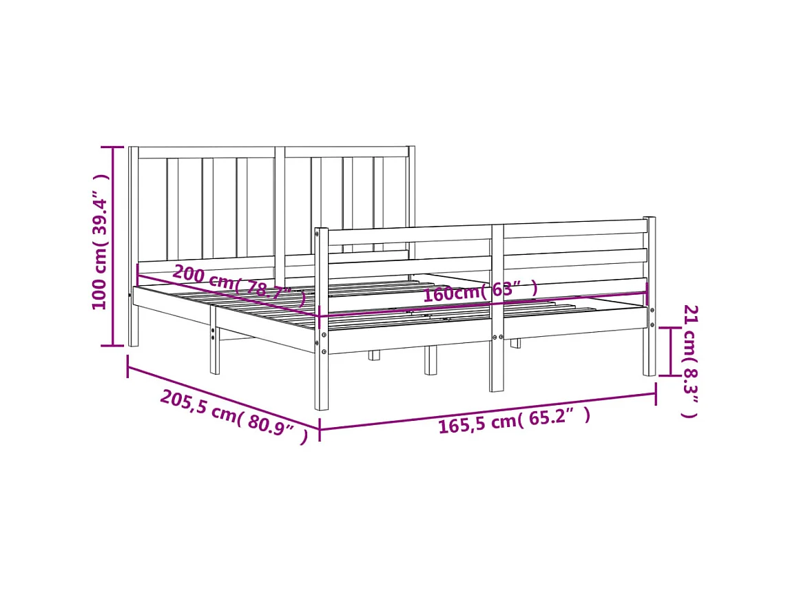 Massivholzbett ohne Matratze Weiß 160x200 Kiefernholz