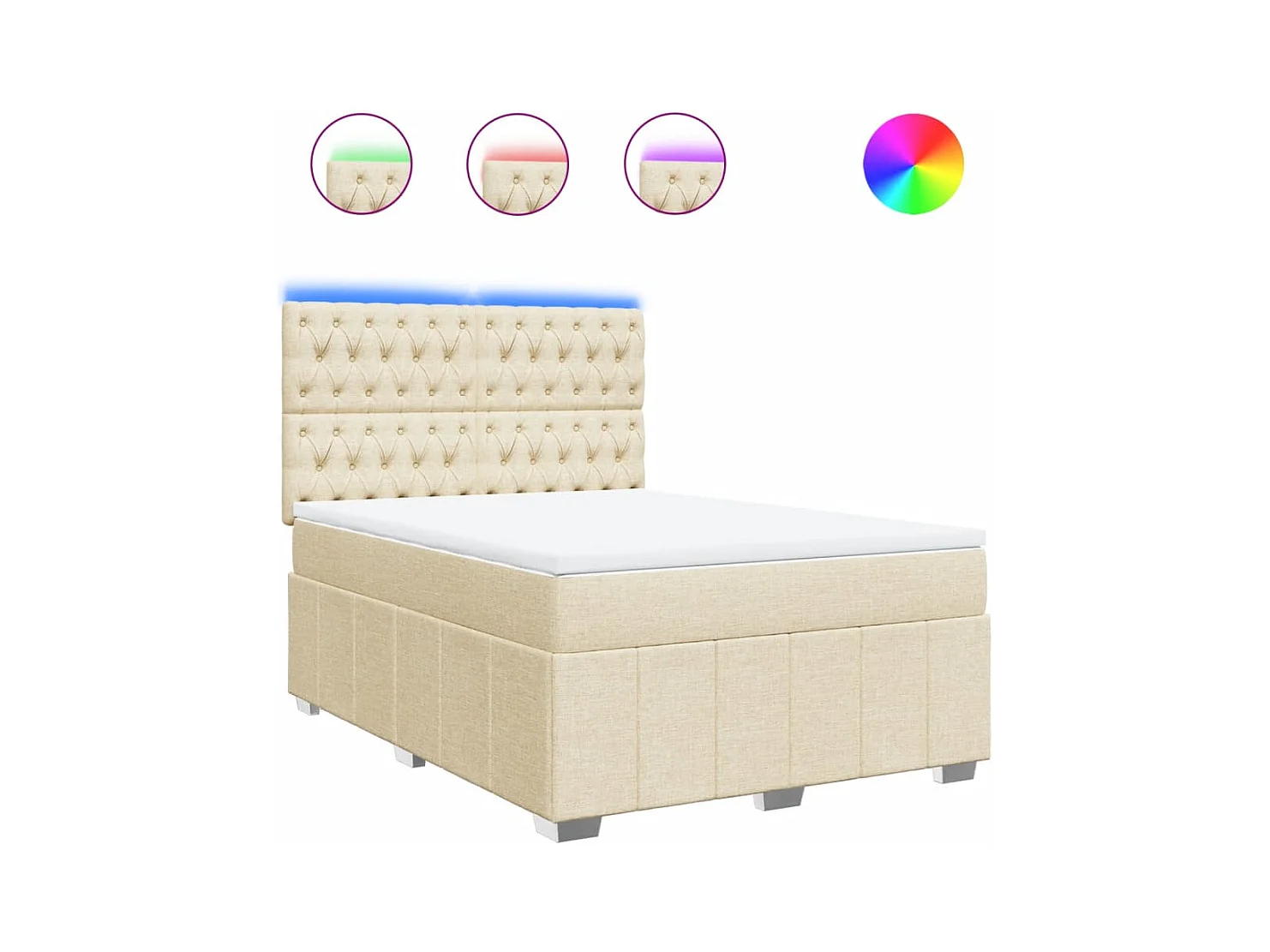 Sommier à lattes de lit avec matelas Crème 160x200 cm Tissu