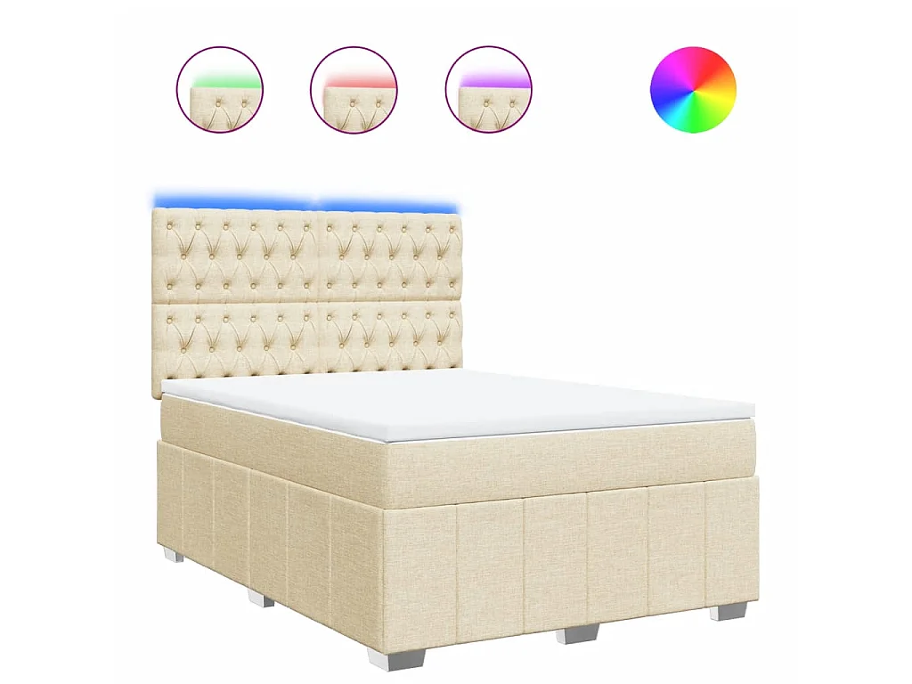 Sommier à lattes de lit avec matelas Crème 160x200 cm Tissu