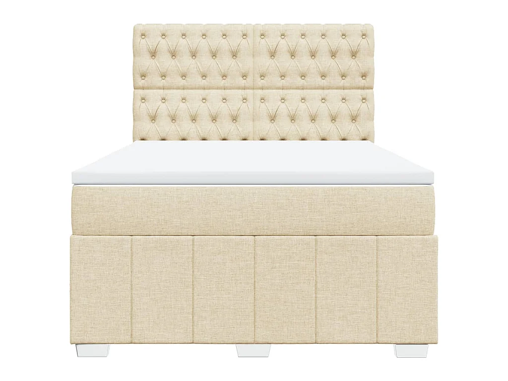 Sommier à lattes de lit avec matelas Crème 160x200 cm Tissu