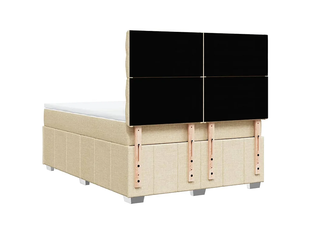 Sommier à lattes de lit avec matelas Crème 160x200 cm Tissu