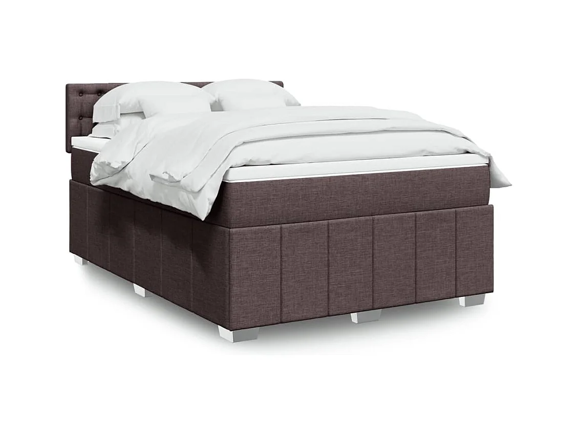 Boxspring met matras stof donkerbruin 140x200 cm