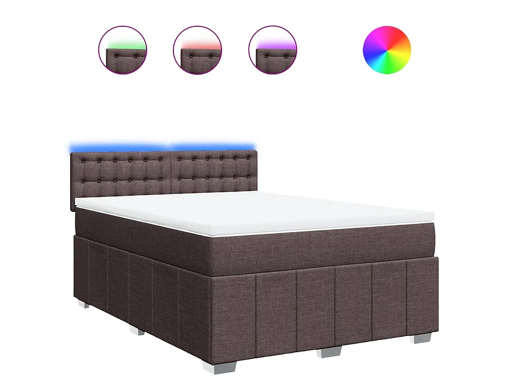 Cama box spring con colchón tela marrón oscuro 140x200 cm