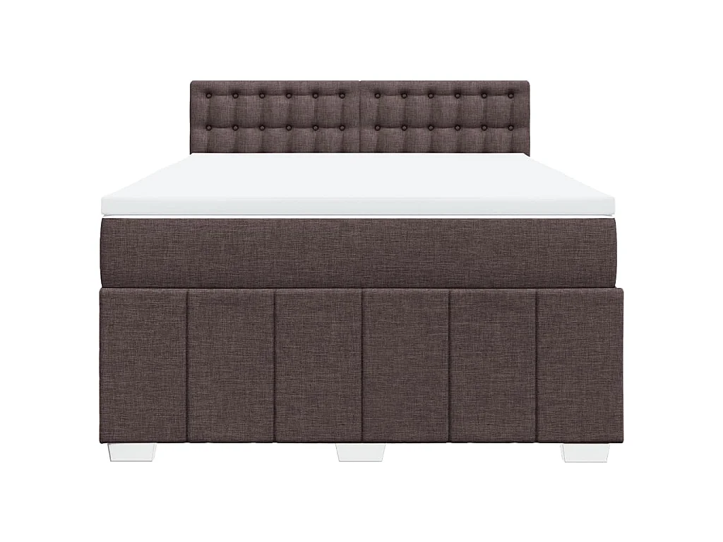 Cama box spring con colchón tela marrón oscuro 140x200 cm