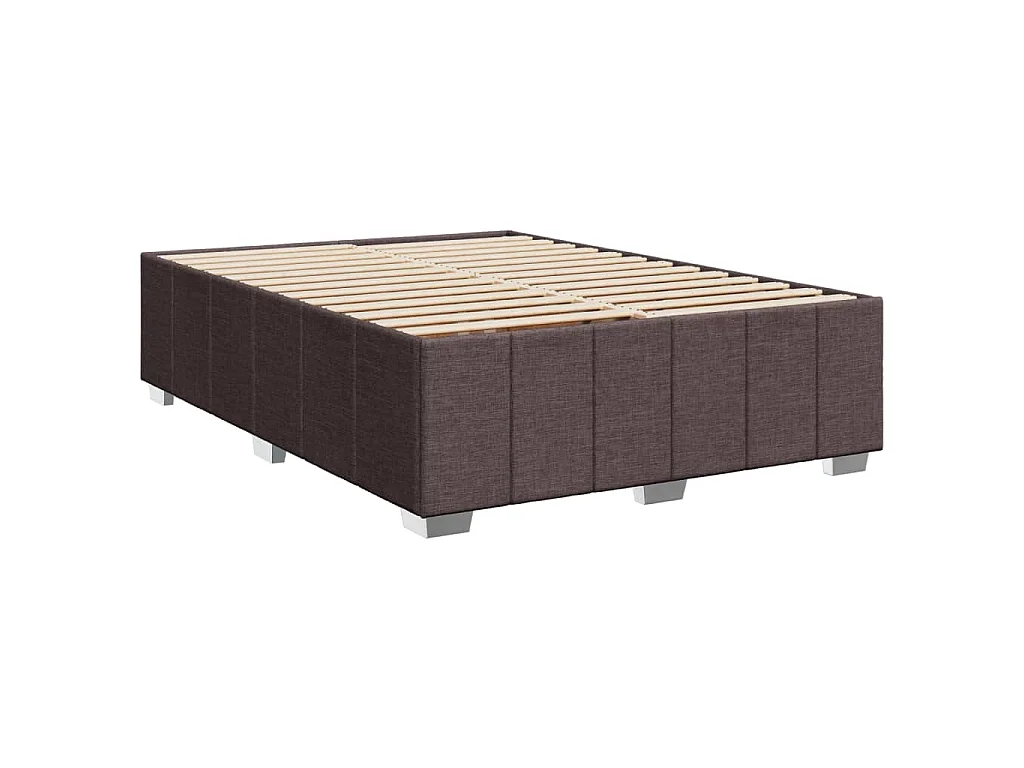 Cama box spring con colchón tela marrón oscuro 140x200 cm