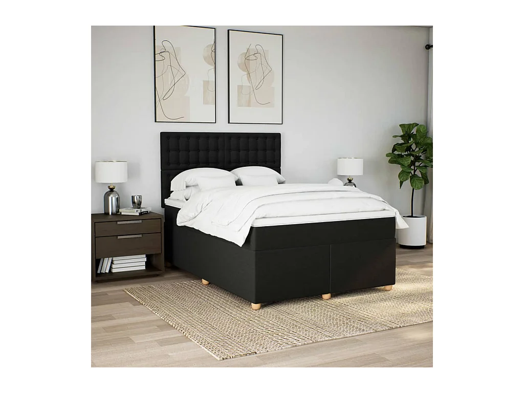 Boxspringbett mit Matratze Schwarz 140x190 cm Stoff