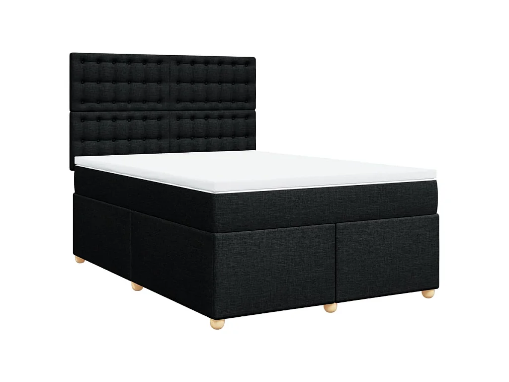 Boxspringbett mit Matratze Schwarz 140x190 cm Stoff