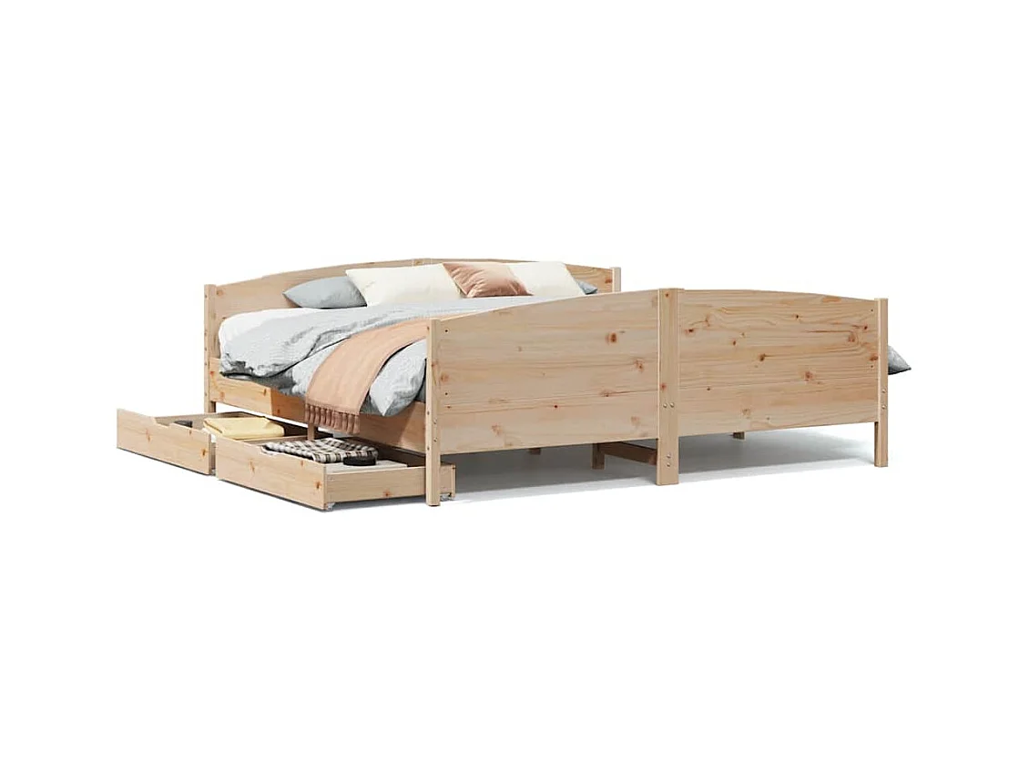 Letto senza Materasso 180x200 cm in Legno Massello di Pino