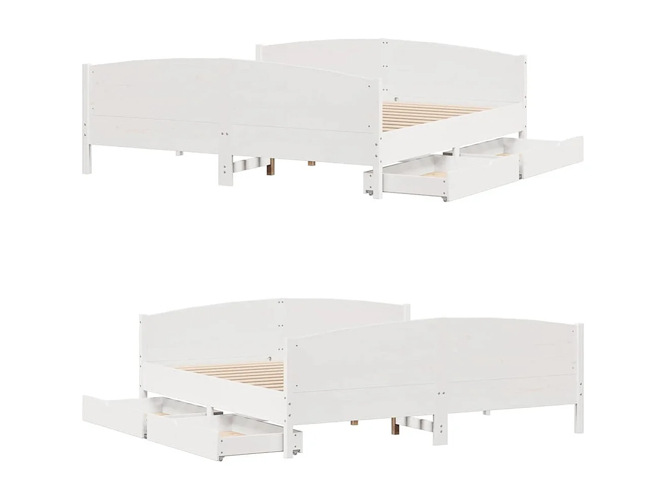 Cadre de lit sans matelas blanc 180x200 cm bois massif de pin