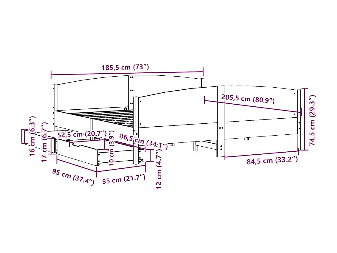 Massivholzbett ohne Matratze Weiß 180x200 cm Kiefernholz