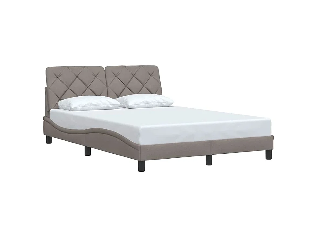 Estrutura de cama sem colchão 140x190 cm tecido castanho-acinzentado