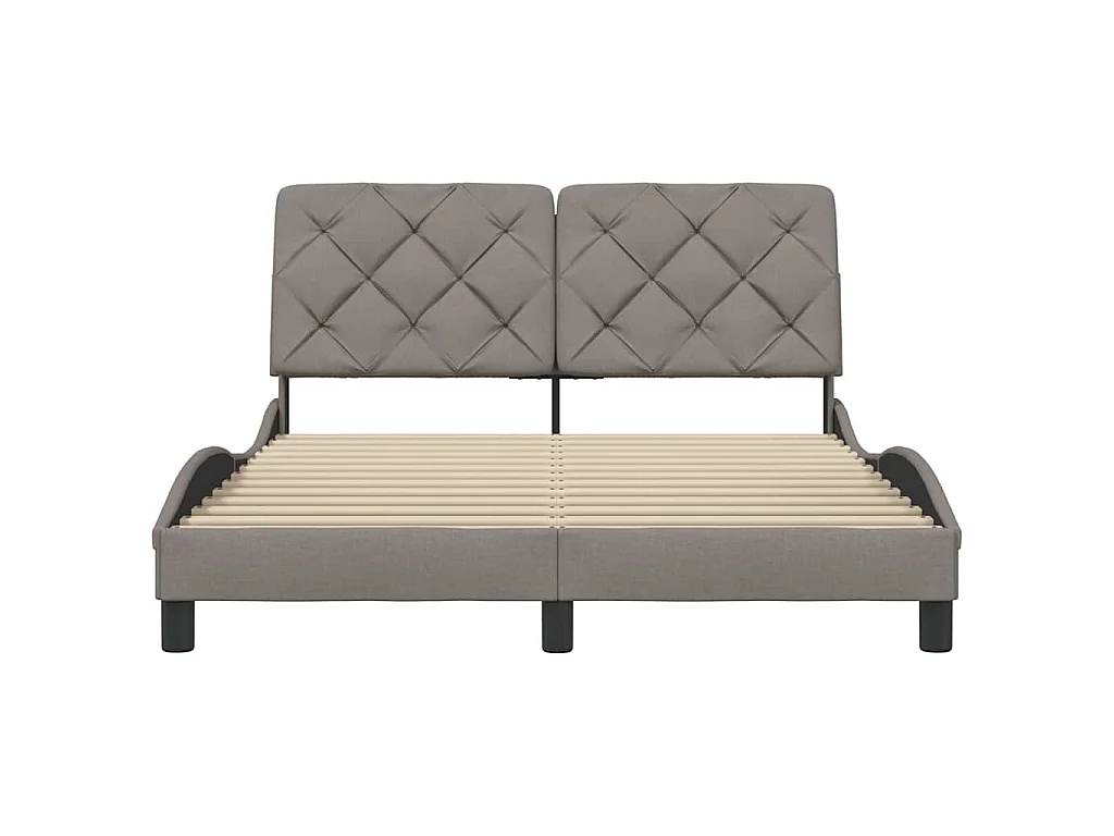 Estrutura de cama sem colchão 140x190 cm tecido castanho-acinzentado
