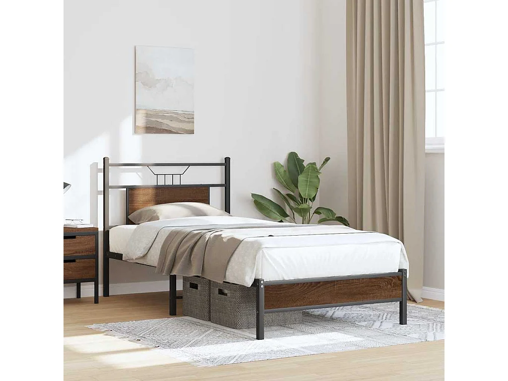 Giroletto senza Materasso Rovere Marrone 90x190cm in Truciolato