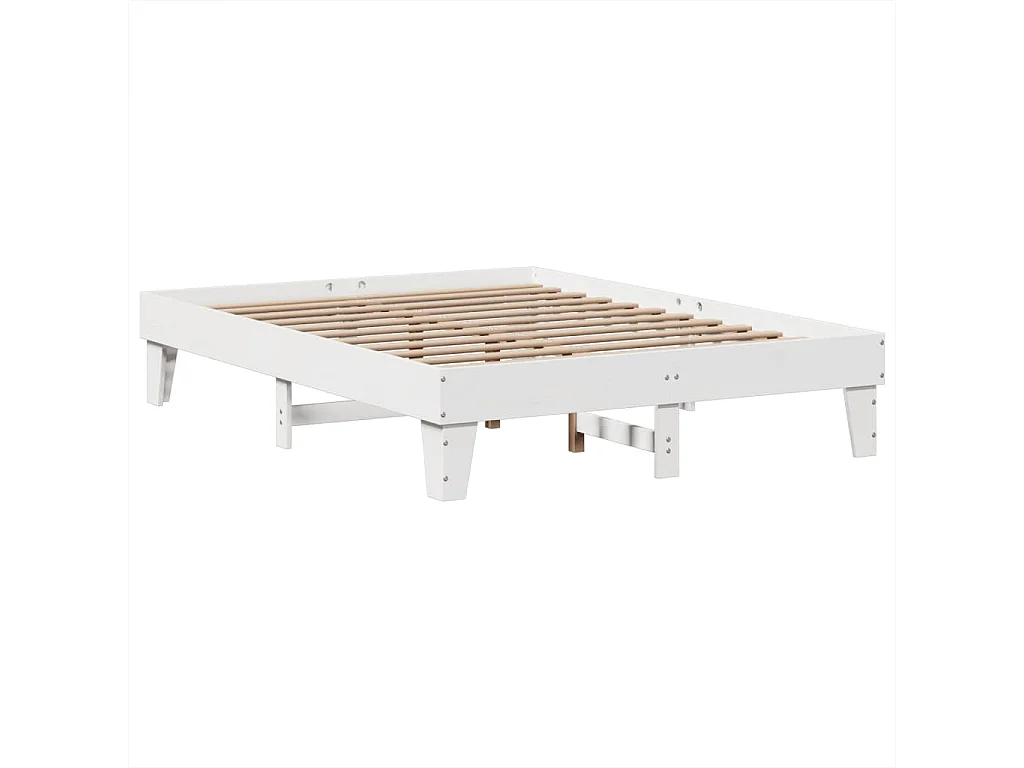 Massivholzbett ohne Matratze Weiß 140x190 cm Kiefernholz