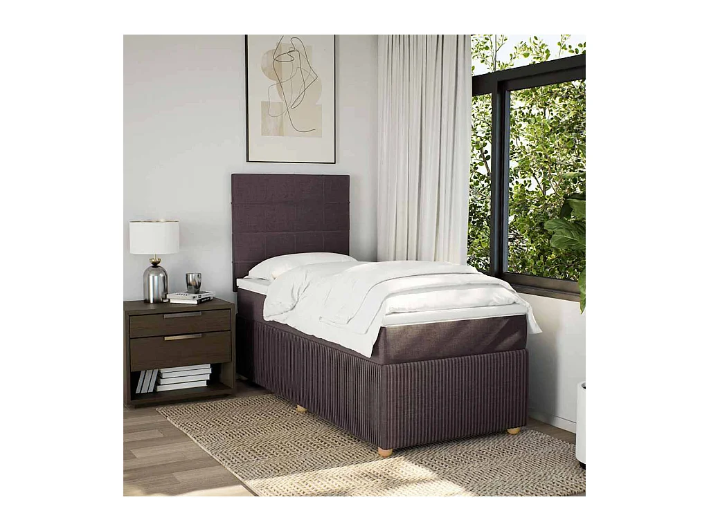 Sommier à lattes de lit avec matelas Marron foncé 90x200 cm