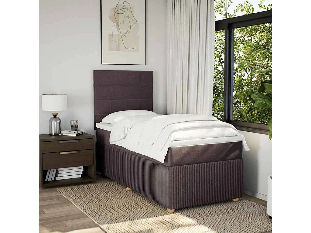 Sommier à lattes de lit avec matelas Marron foncé 90x200 cm