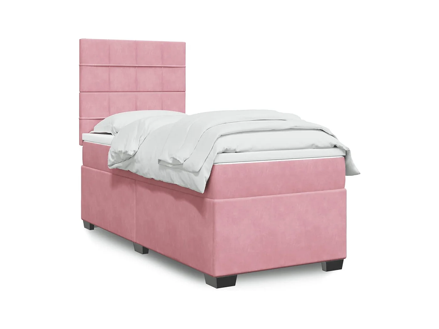 Cama com molas/colchão 100x200 cm veludo rosa