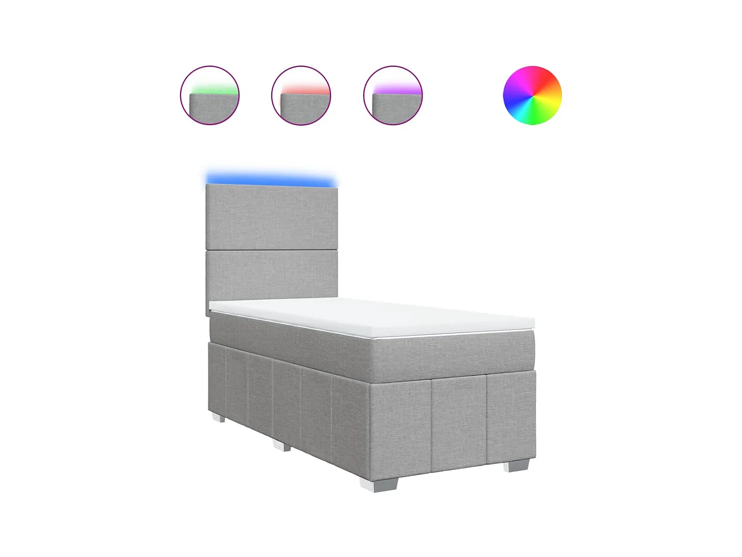 Boxspringbett mit Matratze Hellgrau 90x200 cm Stoff