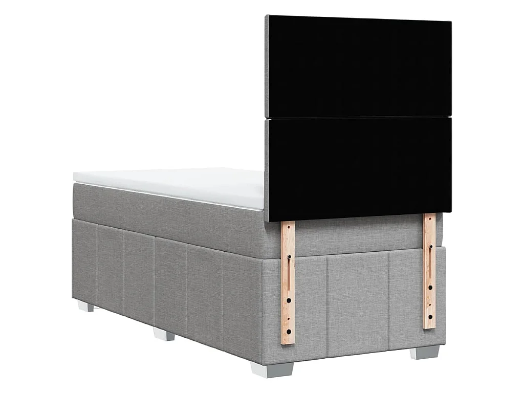 Cama com molas/colchão 90x200 cm tecido cinza-claro