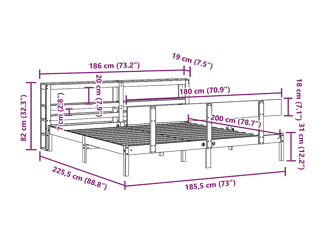 Massivholzbett ohne Matratze Weiß 180x200 cm Kiefernholz