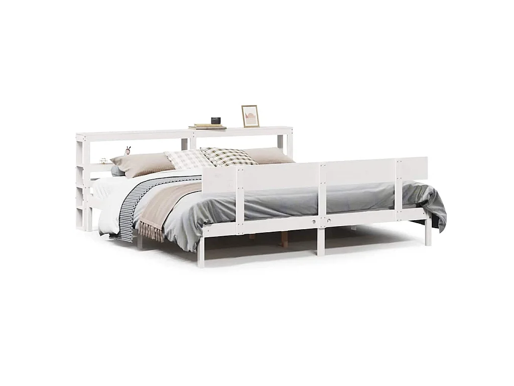 Bedframe zonder matras massief grenenhout wit 180x200 cm