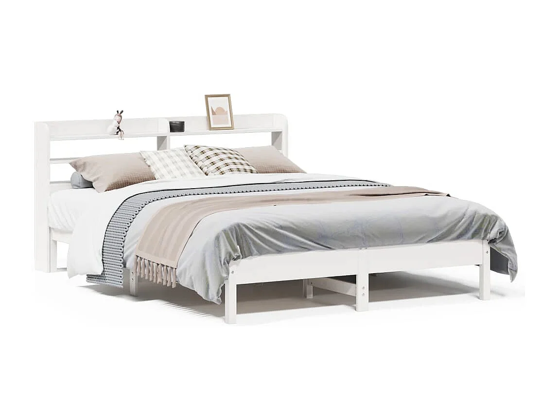 Bedframe zonder matras massief grenenhout wit 160x200 cm