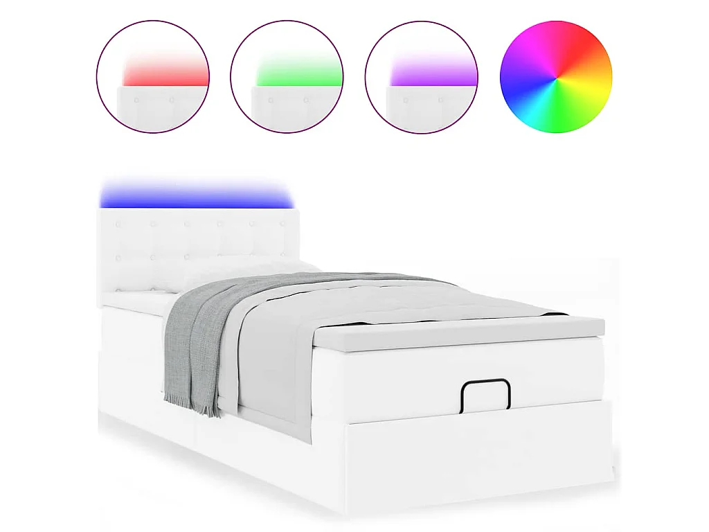 Estrutura de cama otomana com colchão 90x200 cm branco puro