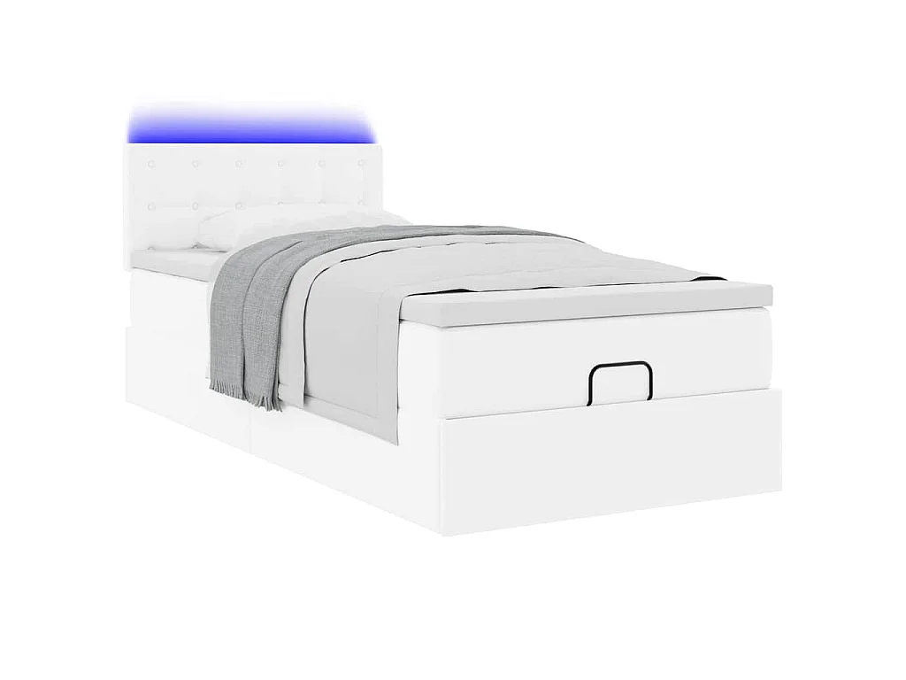 Estrutura de cama otomana com colchão 90x200 cm branco puro