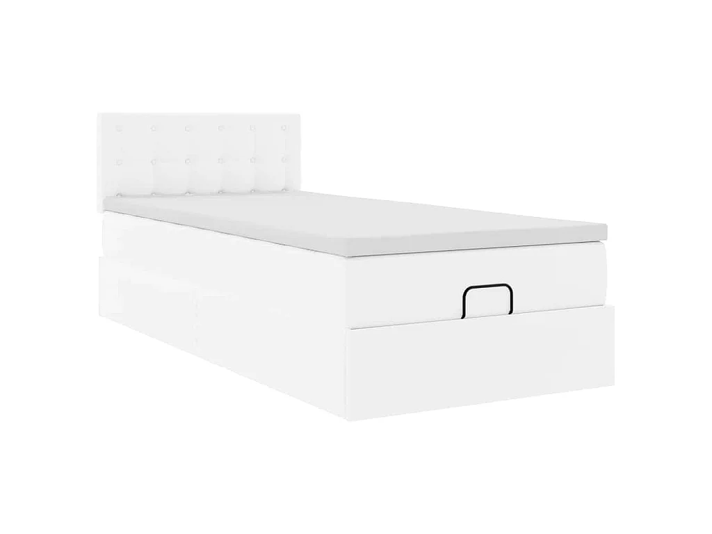 Estrutura de cama otomana com colchão 90x200 cm branco puro