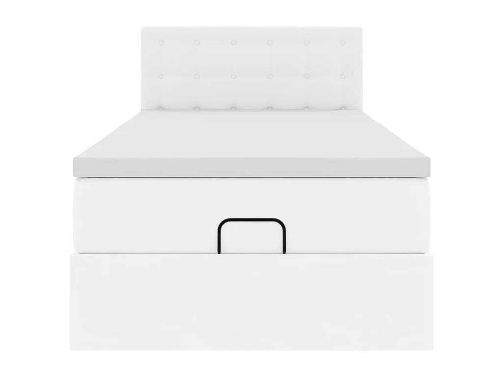 Estrutura de cama otomana com colchão 90x200 cm branco puro