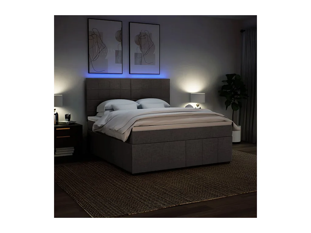 Boxspringbett mit Matratze Taupe 180x200 cm Stoff