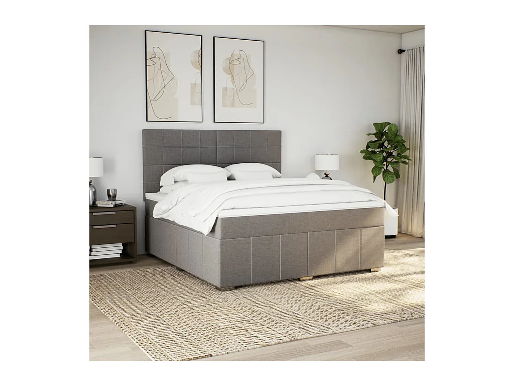 Boxspringbett mit Matratze Taupe 180x200 cm Stoff