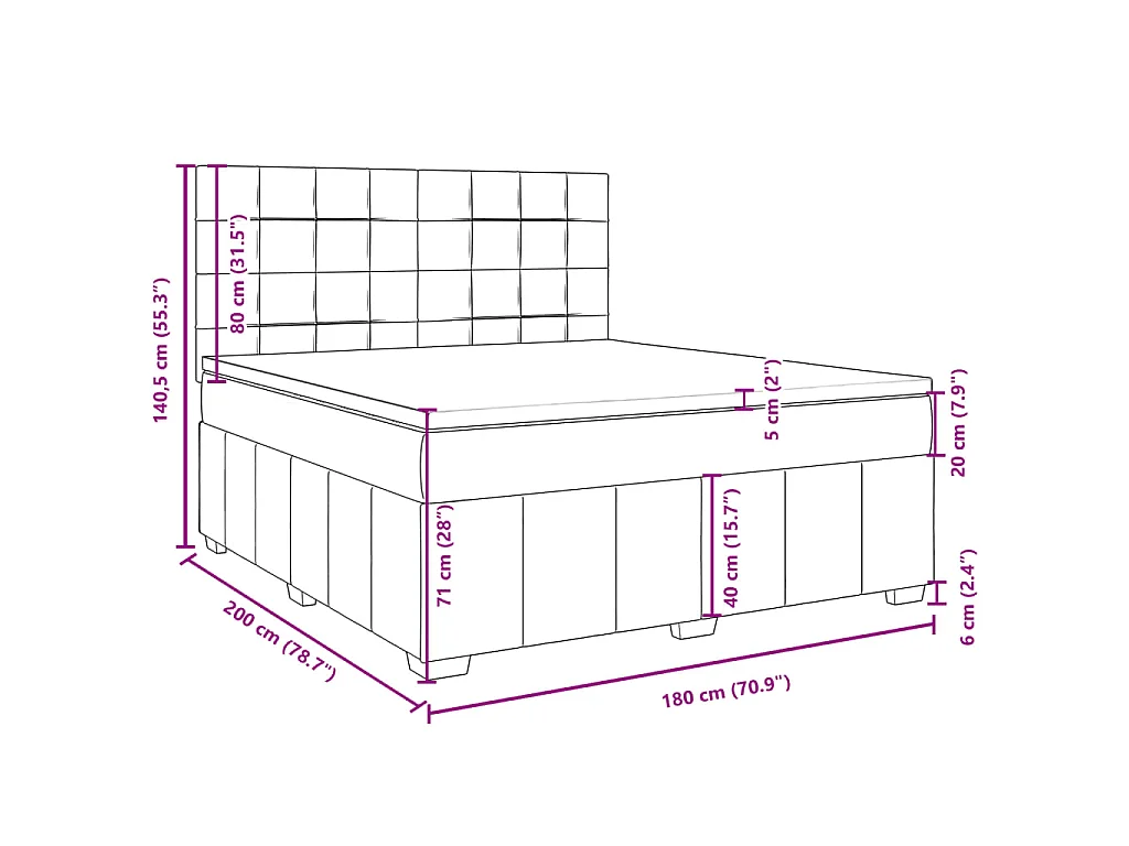 Boxspring met matras stof taupe 180x200 cm