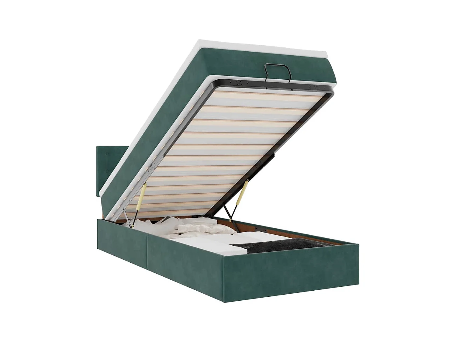 Lit ottoman avec matelas et LED Vert foncé 90x200cm velours