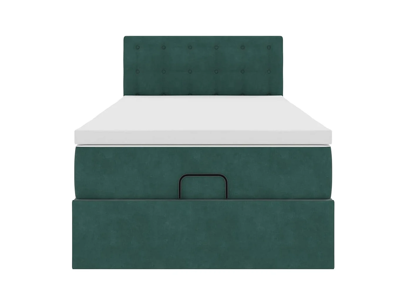 Lit ottoman avec matelas et LED Vert foncé 90x200cm velours