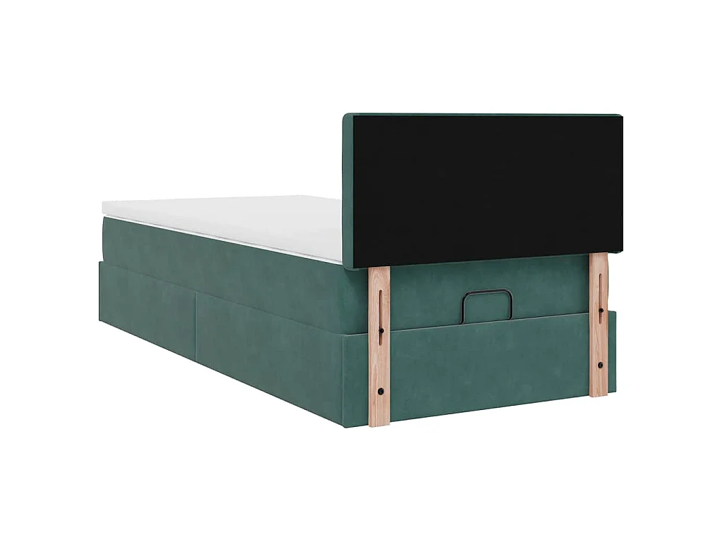 Bed poef met matras en LED's 90x200 cm fluweel donkergroen
