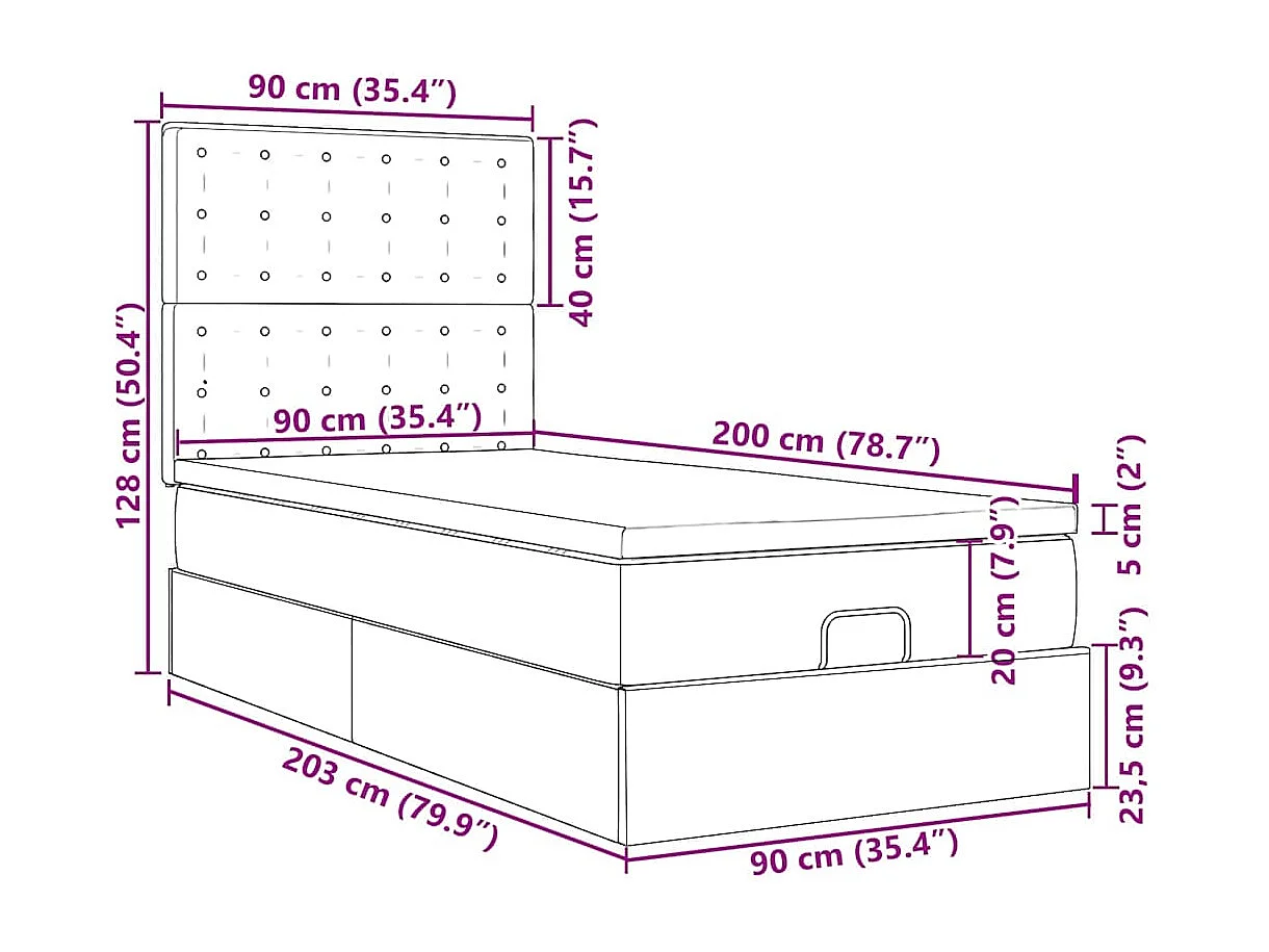 Bed met matras 90x200 cm stof crèmekleurig
