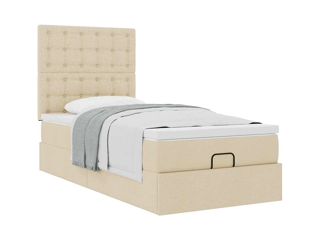 Bed met matras 90x200 cm stof crèmekleurig