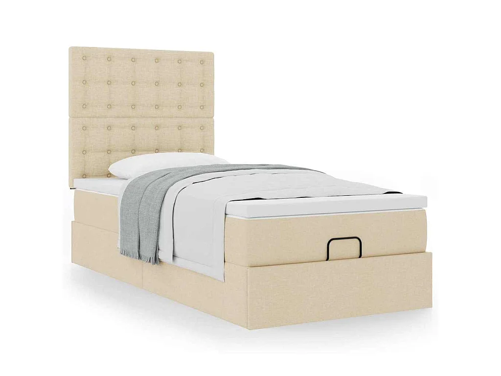 Ottoman-Bett mit Matratze Creme 90x200 cm Stoff