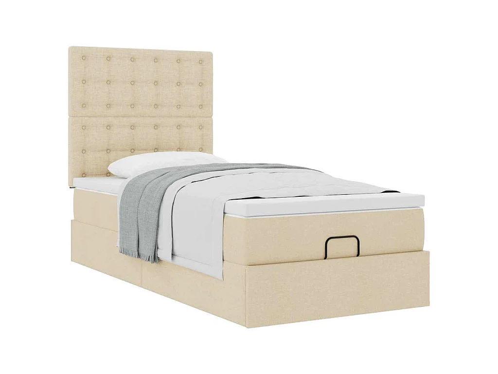 Ottoman-Bett mit Matratze Creme 90x200 cm Stoff