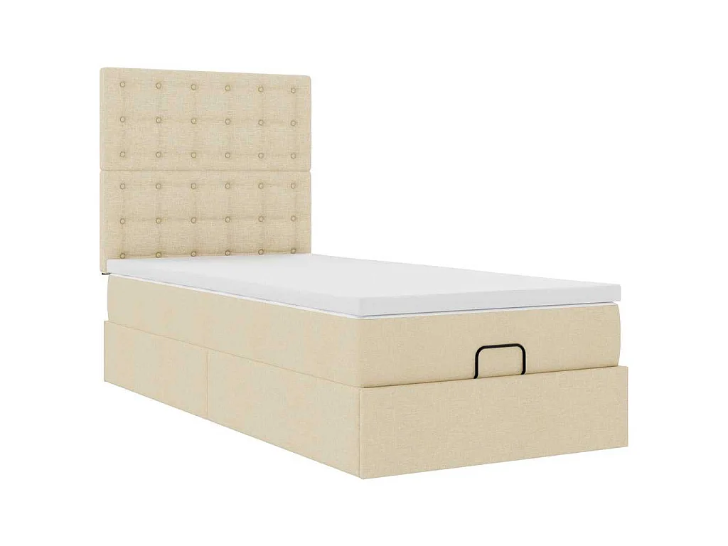 Ottoman-Bett mit Matratze Creme 90x200 cm Stoff