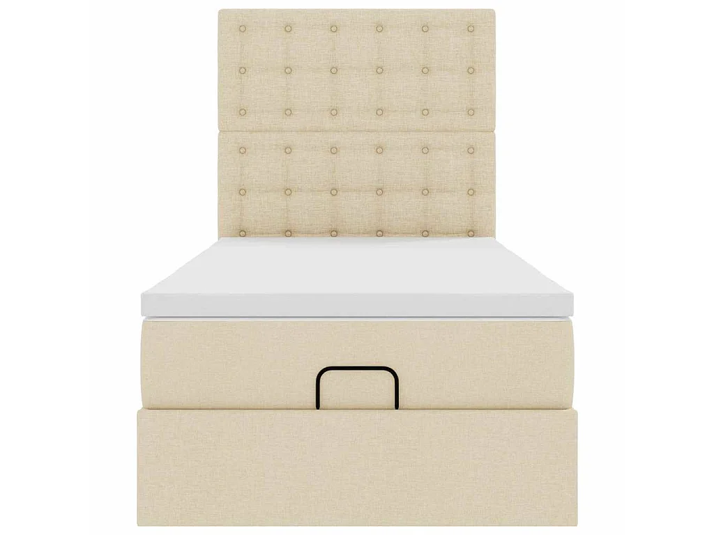 Ottoman-Bett mit Matratze Creme 90x200 cm Stoff