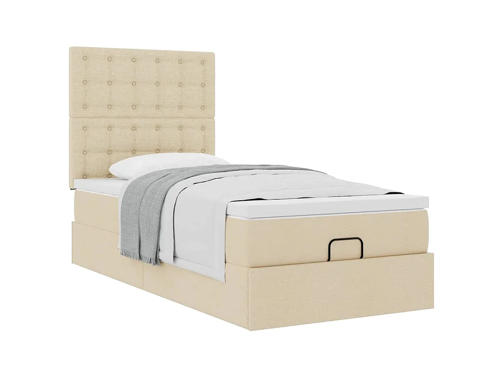 Bed met matras 90x200 cm stof crèmekleurig