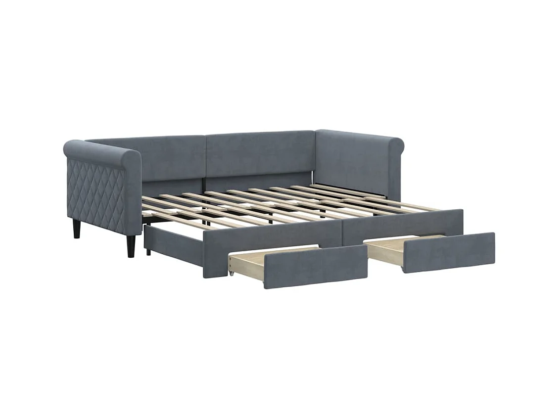 Lit de jour avec gigogne et tiroirs sans matelas 90x190 cm